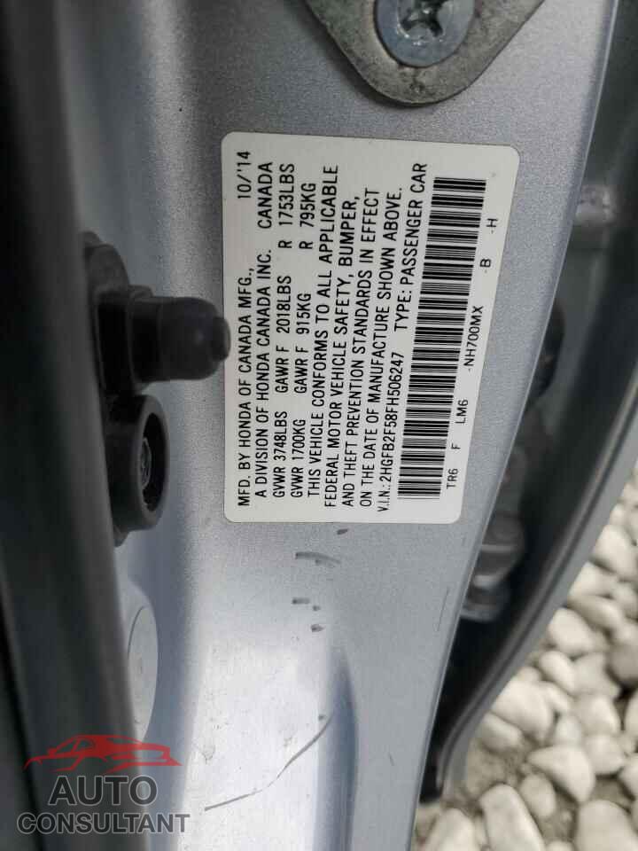 HONDA CIVIC 2015 - 2HGFB2F58FH506247