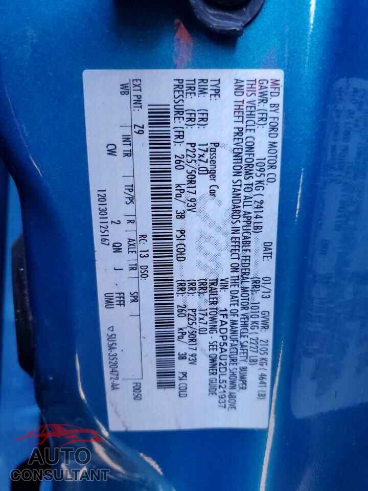 FORD CMAX 2013 - 1FADP5AU2DL521937