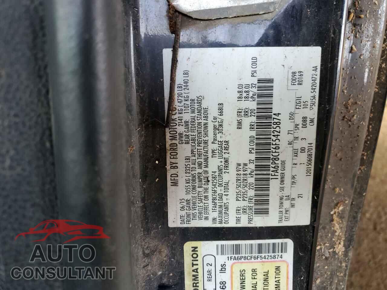 FORD MUSTANG 2015 - 1FA6P8CF6F5425874