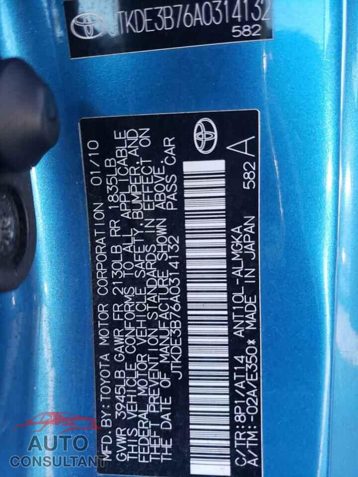 TOYOTA SCION 2010 - JTKDE3B76A0314132