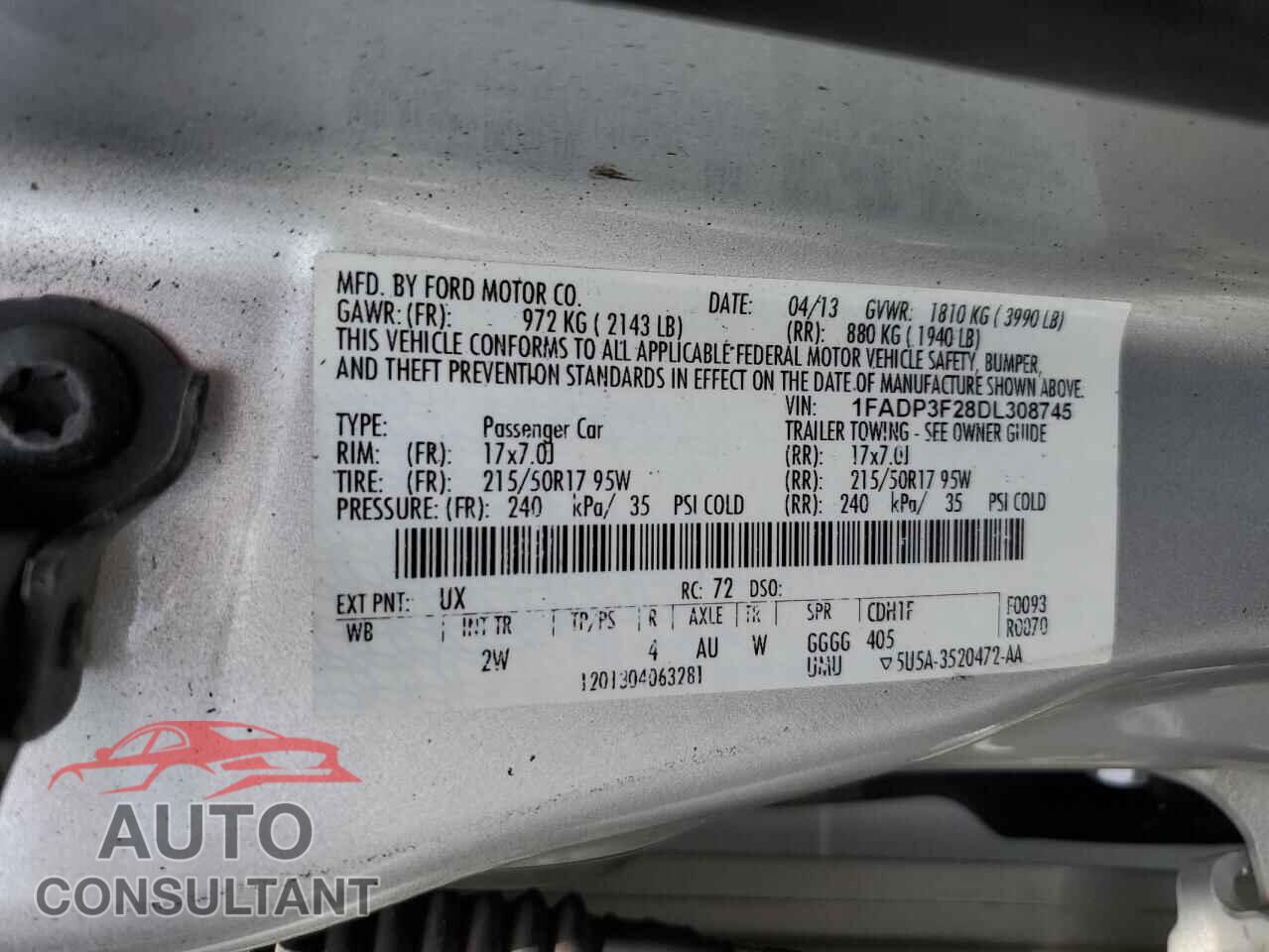 FORD FOCUS 2013 - 1FADP3F28DL308745