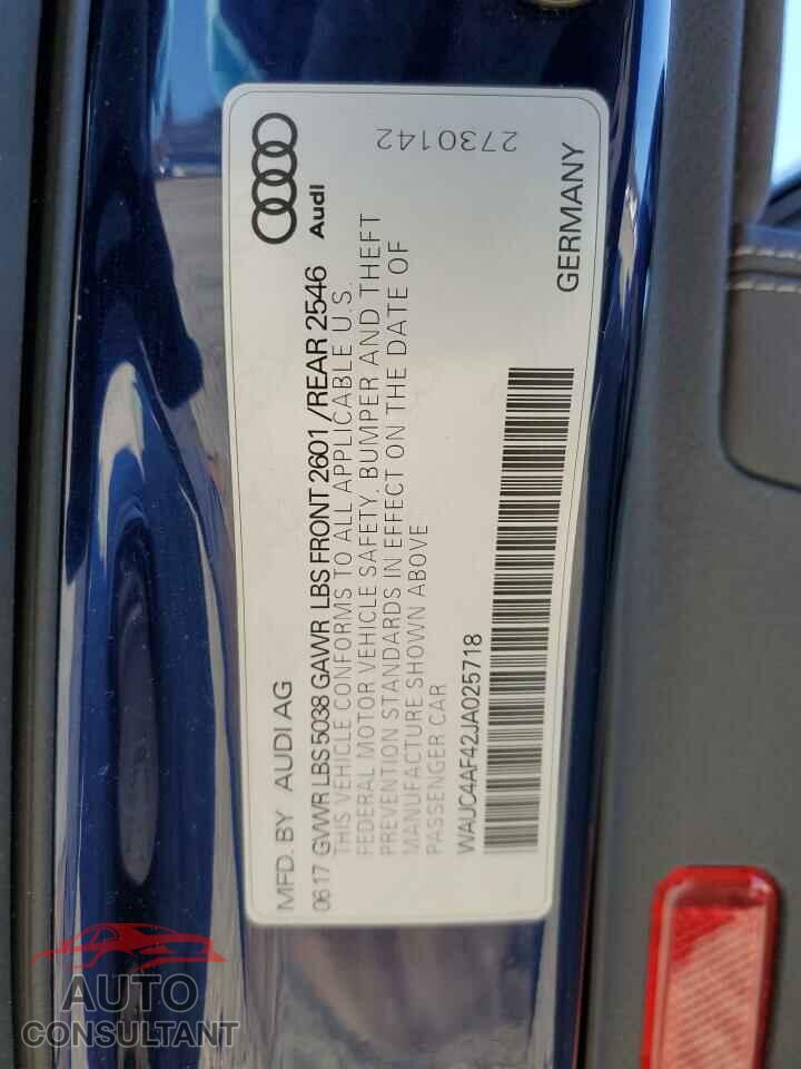 AUDI S4/RS4 2018 - WAUC4AF42JA025718