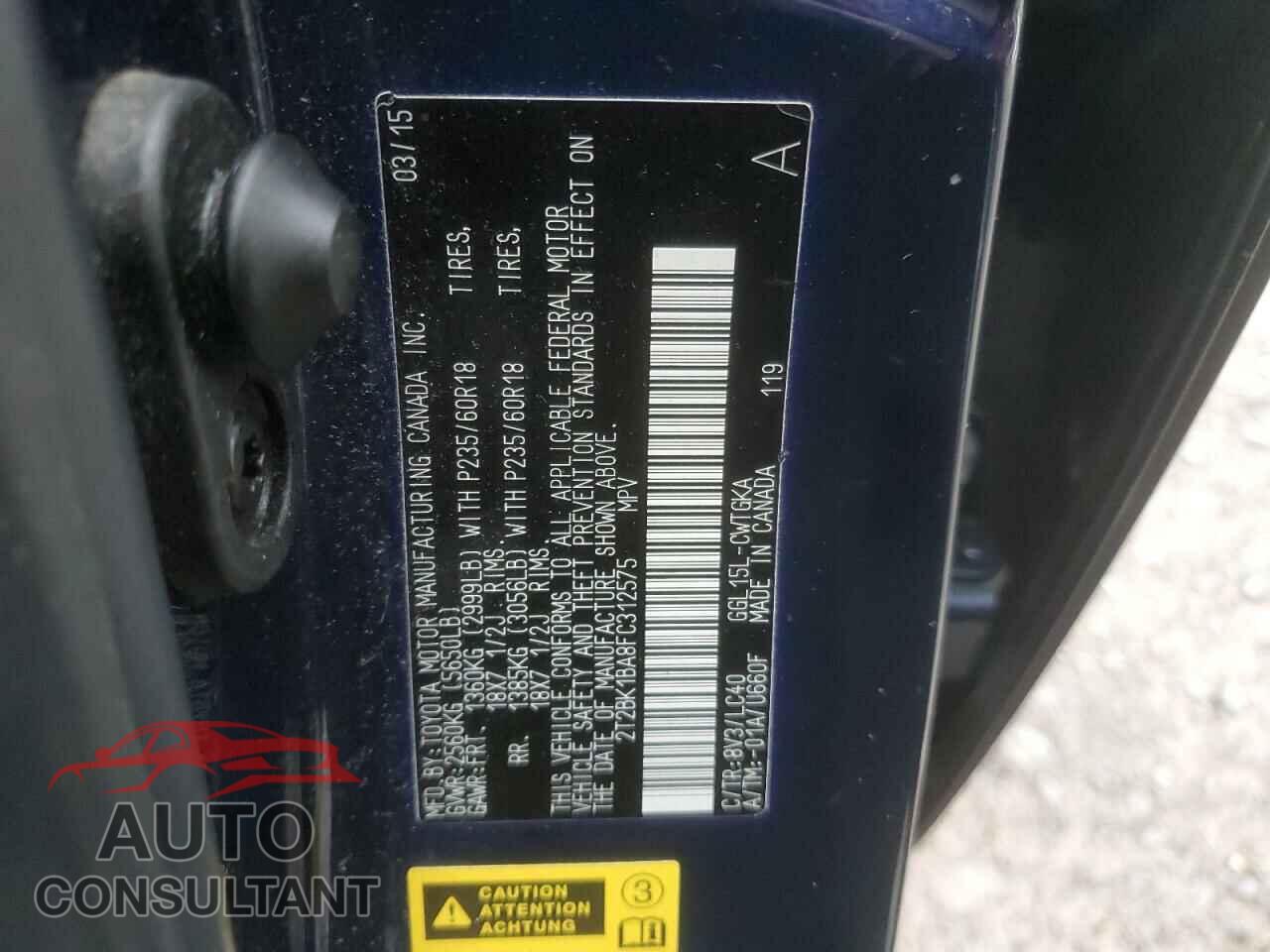 LEXUS RX350 2015 - 2T2BK1BA8FC312575