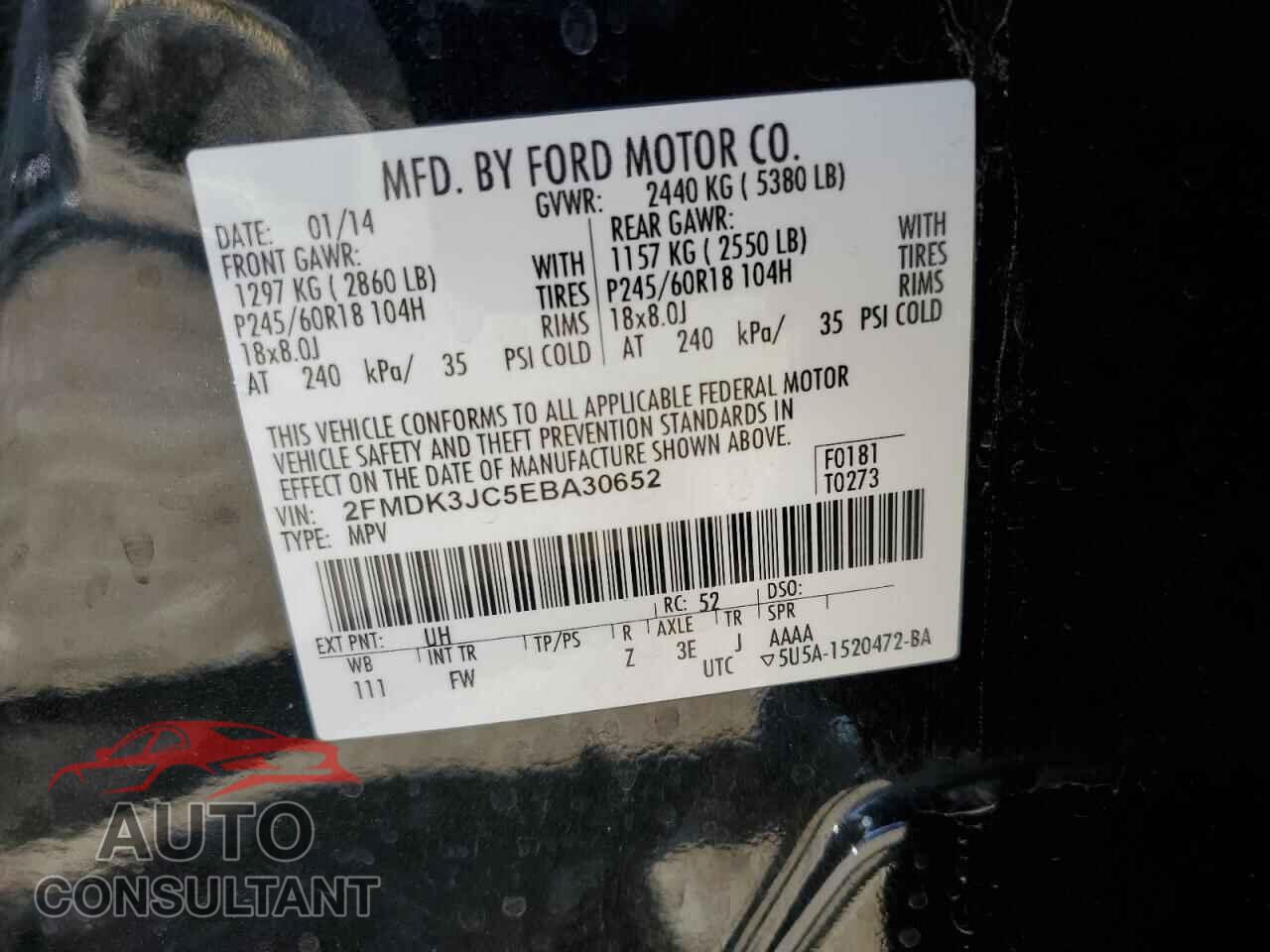 FORD EDGE 2014 - 2FMDK3JC5EBA30652