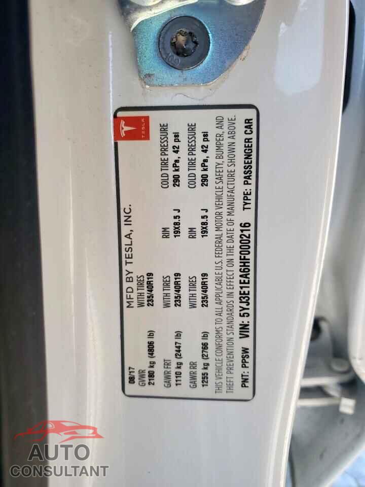 TESLA MODEL 3 2017 - 5YJ3E1EA6HF000216