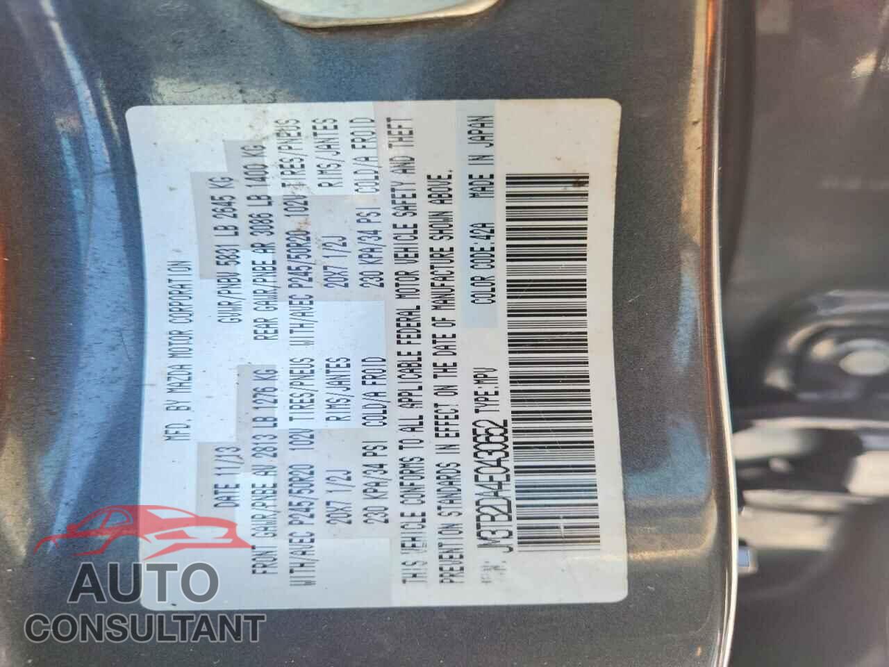 MAZDA CX-9 2014 - JM3TB2DA4E0430652