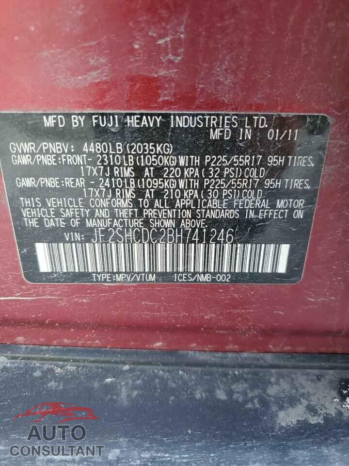 SUBARU FORESTER 2011 - JF2SHCDC2BH741246