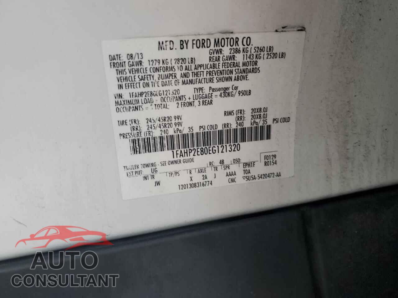 FORD TAURUS 2014 - 1FAHP2E80EG121320