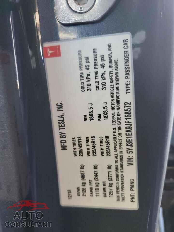 TESLA MODEL 3 2018 - 5YJ3E1EA9JF158572