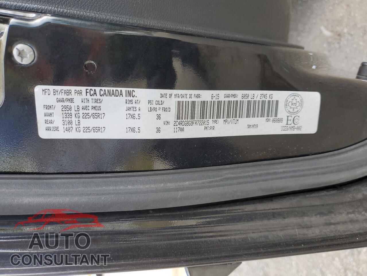 DODGE CARAVAN 2015 - 2C4RDGBG9FR722015