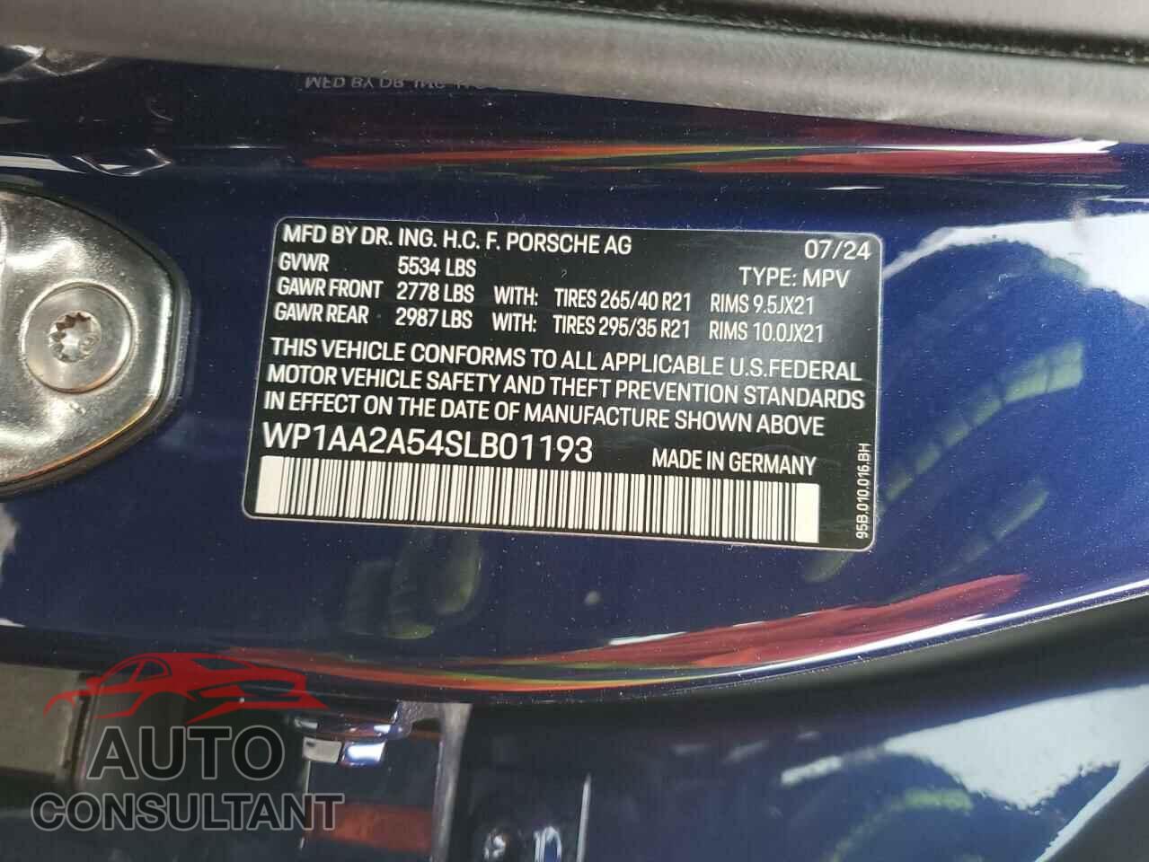 PORSCHE MACAN BASE 2025 - WP1AA2A54SLB01193