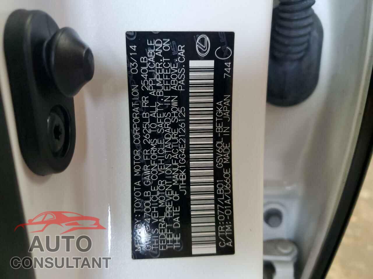 LEXUS ES350 2014 - JTHBK1GG4E2126125