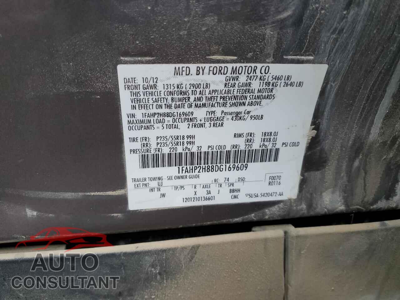 FORD TAURUS 2013 - 1FAHP2H88DG169609