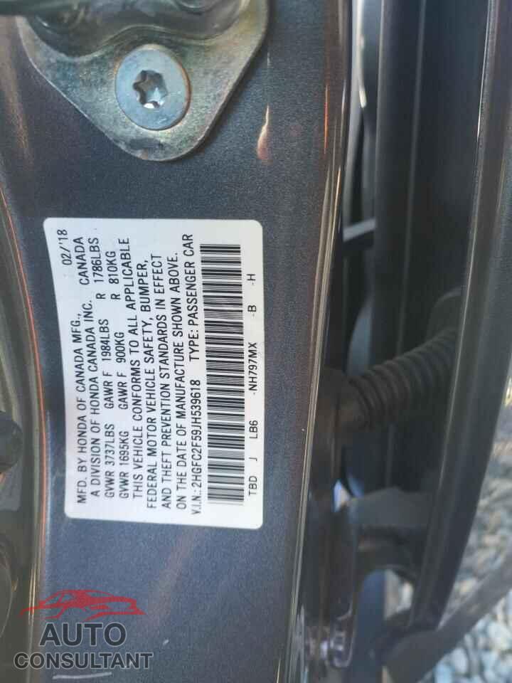 HONDA CIVIC 2018 - 2HGFC2F59JH539618