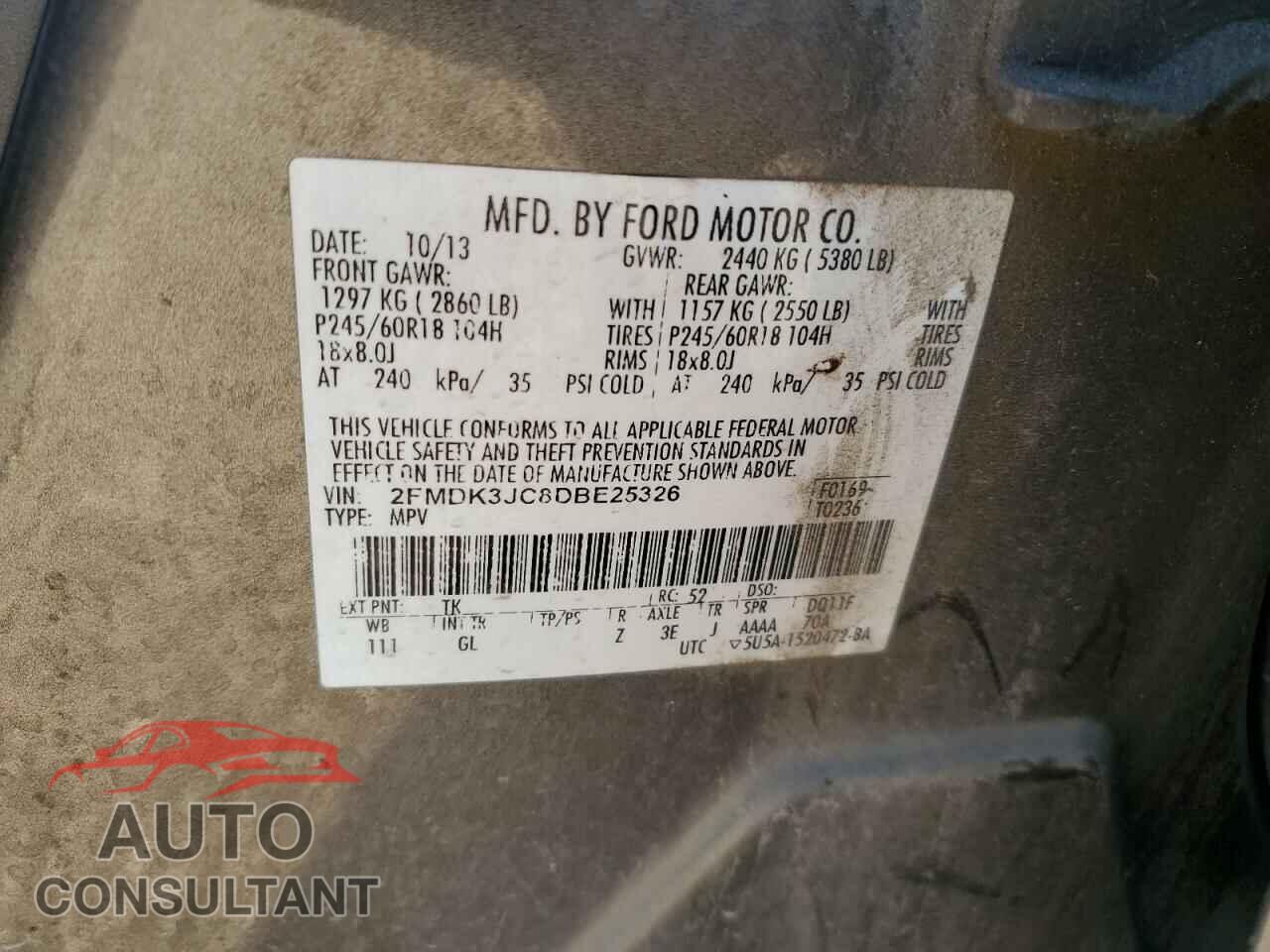 FORD EDGE 2013 - 2FMDK3JC8DBE25326