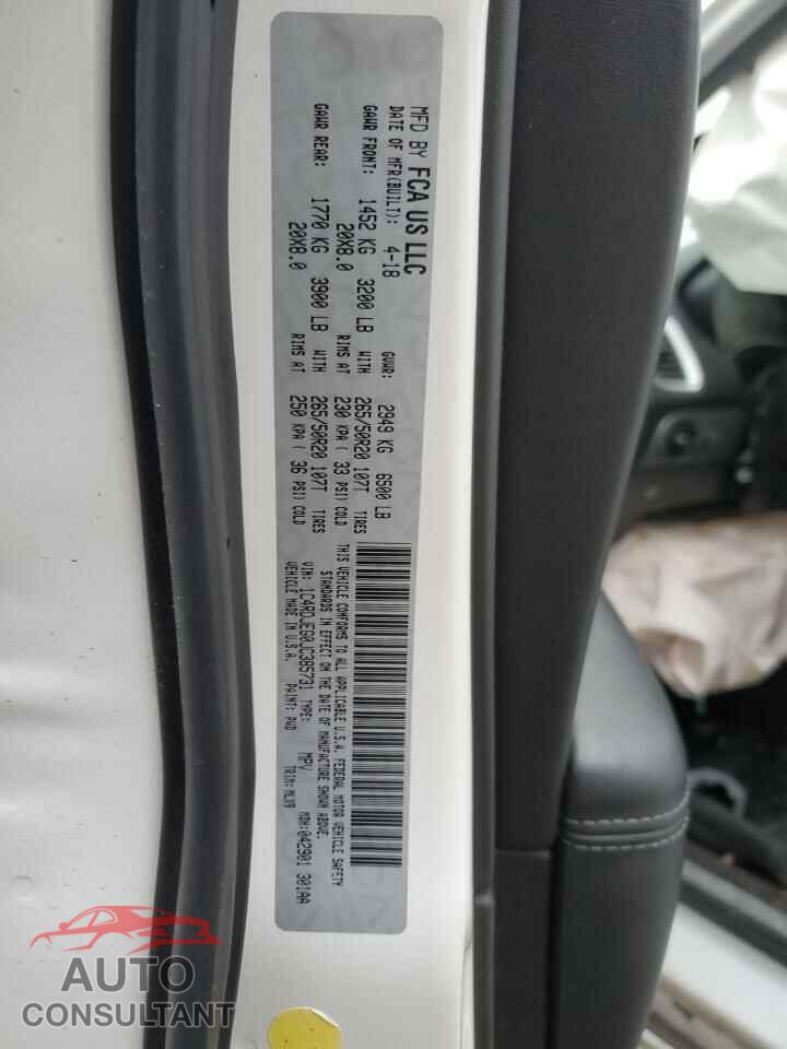 DODGE DURANGO 2018 - 1C4RDJEG0JC385731