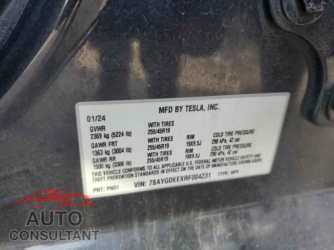 TESLA MODEL Y 2024 - 7SAYGDEEXRF004231