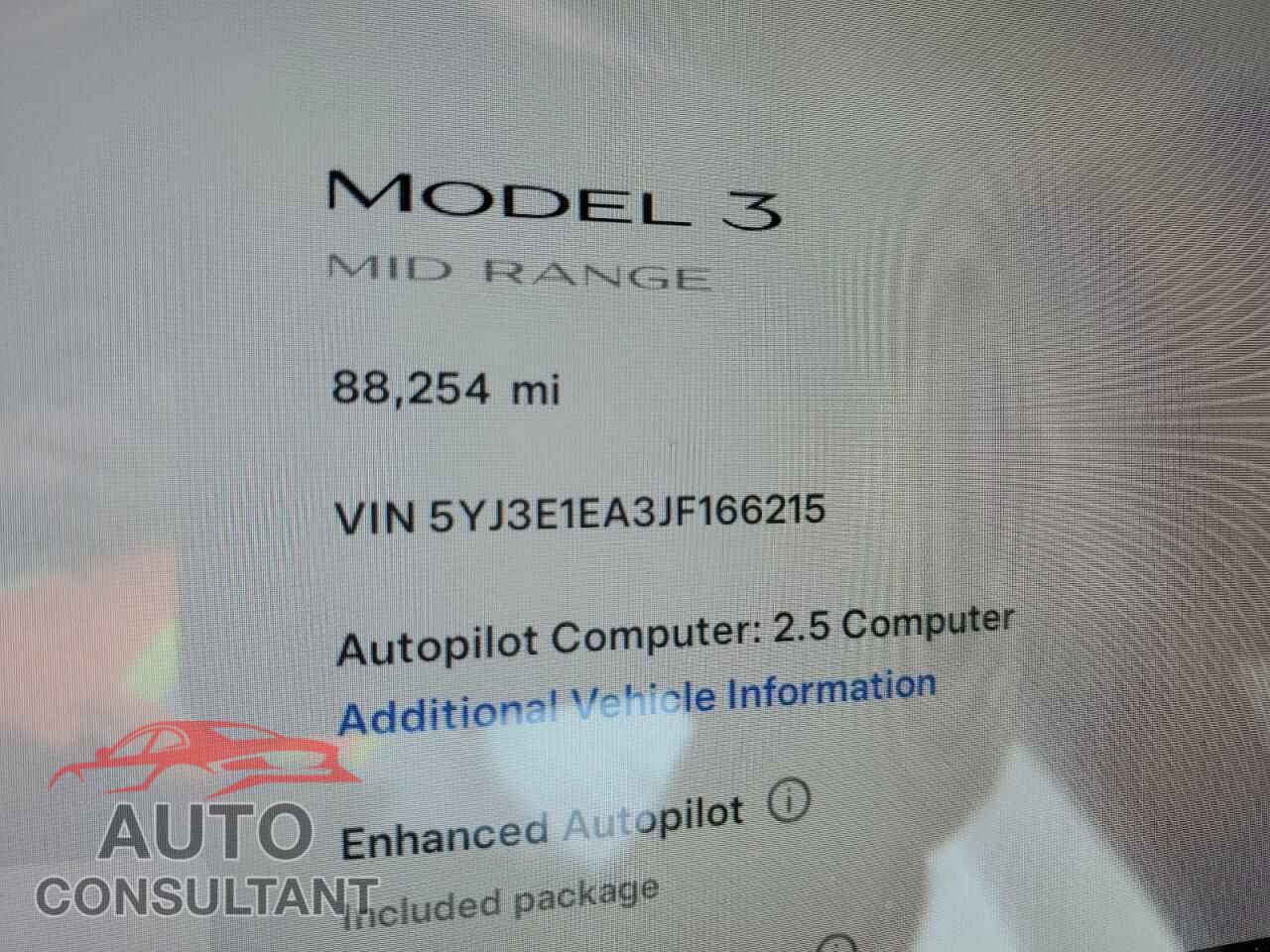 TESLA MODEL 3 2018 - 5YJ3E1EA3JF166215