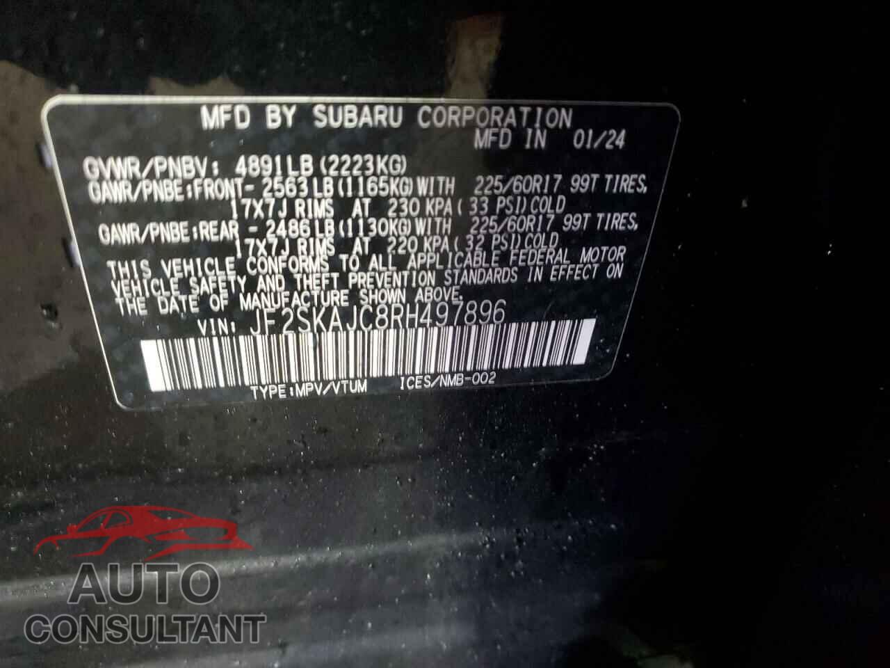SUBARU FORESTER 2024 - JF2SKAJC8RH497896