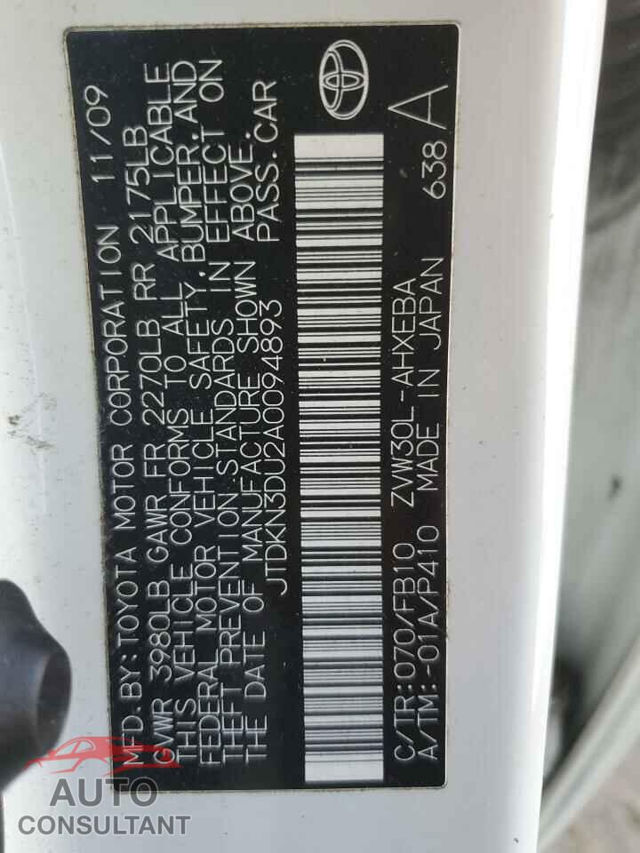 TOYOTA PRIUS 2010 - JTDKN3DU2A0094893