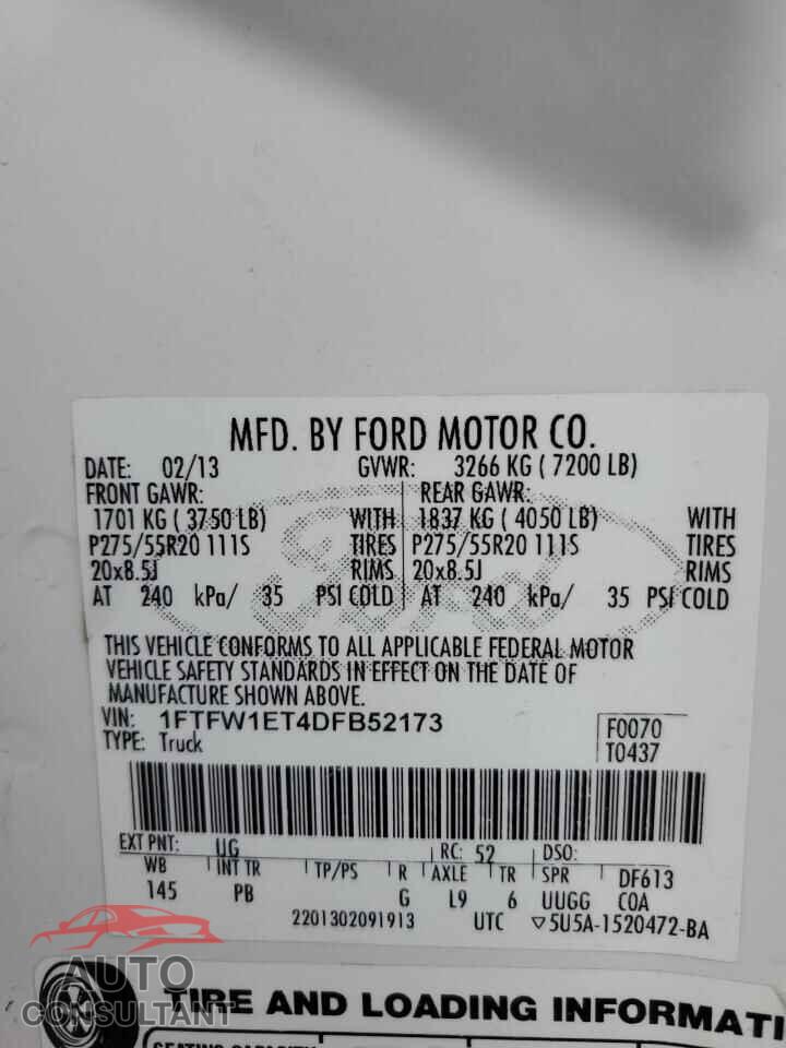 FORD F-150 2013 - 1FTFW1ET4DFB52173