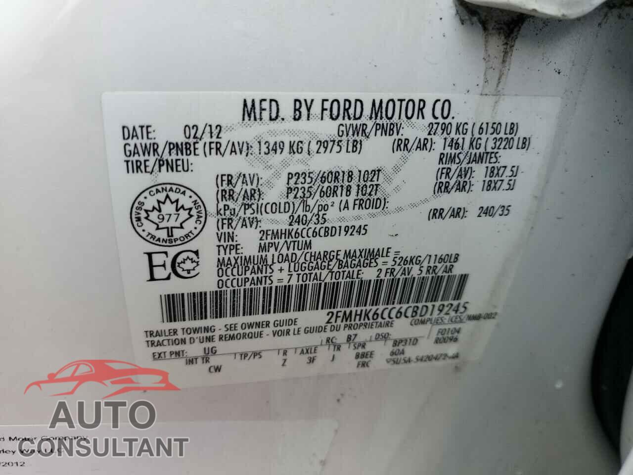 FORD FLEX 2012 - 2FMHK6CC6CBD19245