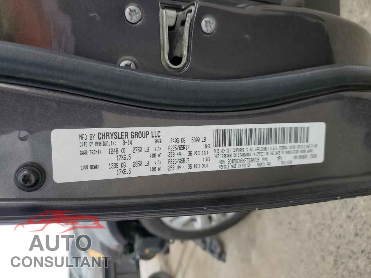DODGE JOURNEY 2015 - 3C4PDCABXFT530735