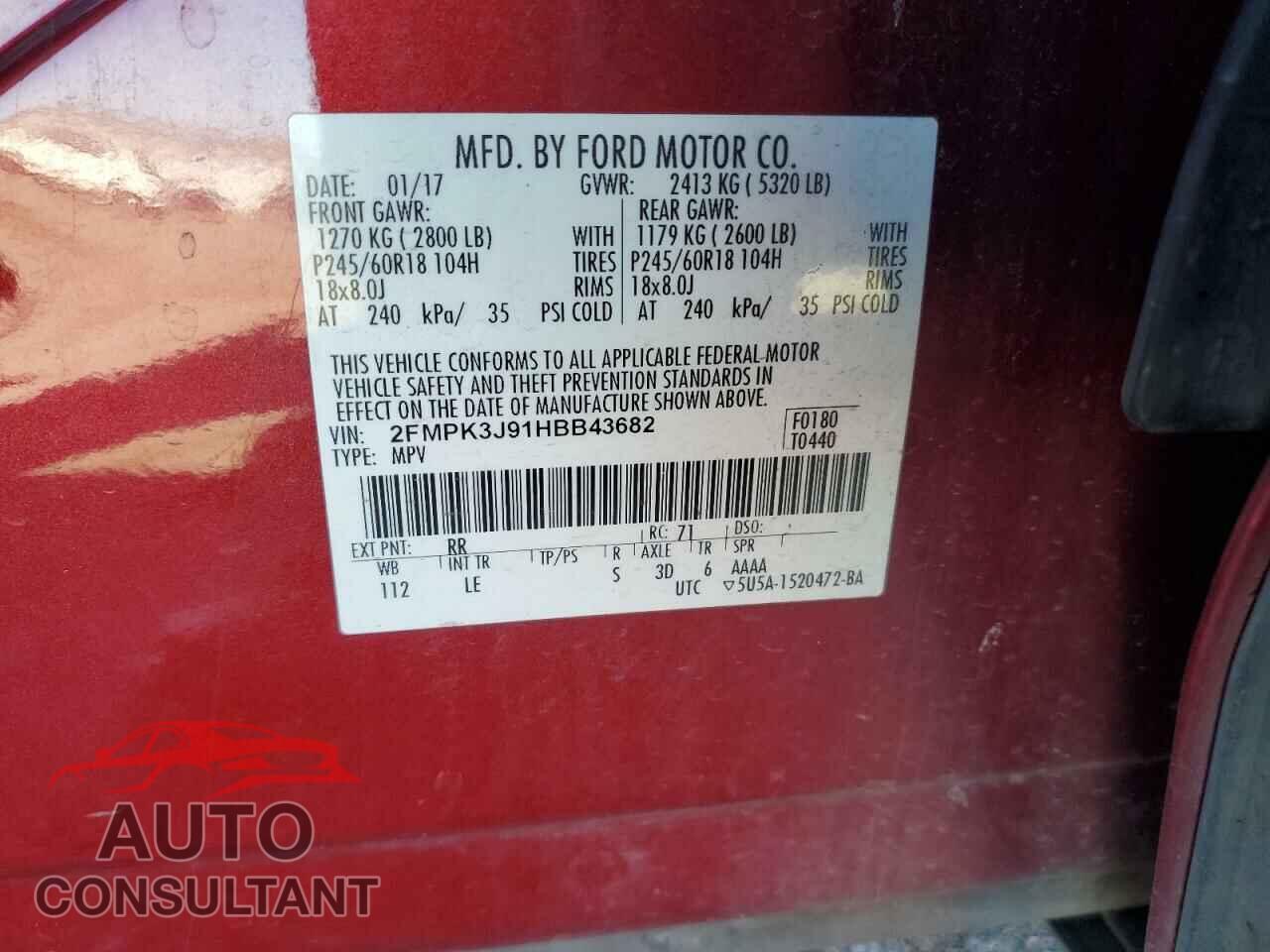 FORD EDGE 2017 - 2FMPK3J91HBB43682