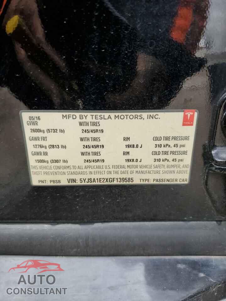 TESLA MODEL S 2016 - 5YJSA1E2XGF139585
