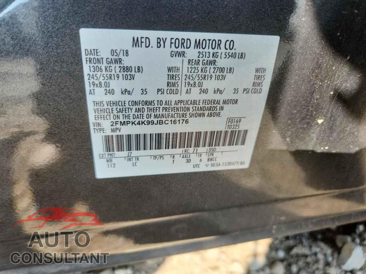 FORD EDGE 2018 - 2FMPK4K99JBC16176