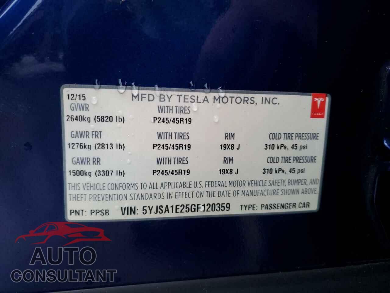 TESLA MODEL S 2016 - 5YJSA1E25GF120359