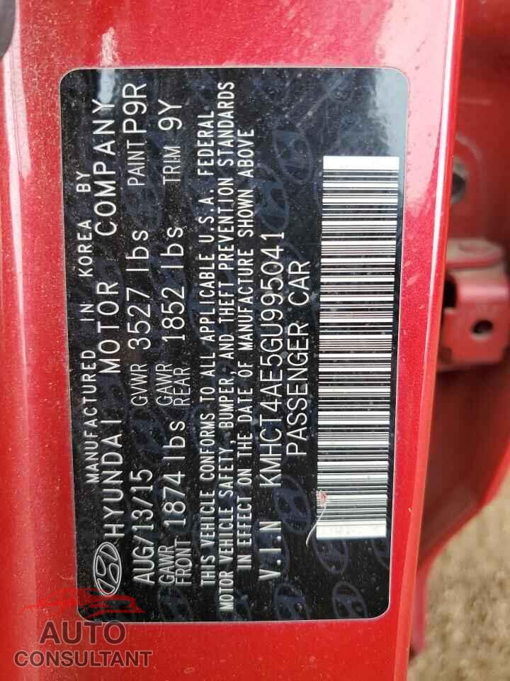 HYUNDAI ACCENT 2016 - KMHCT4AE5GU995041