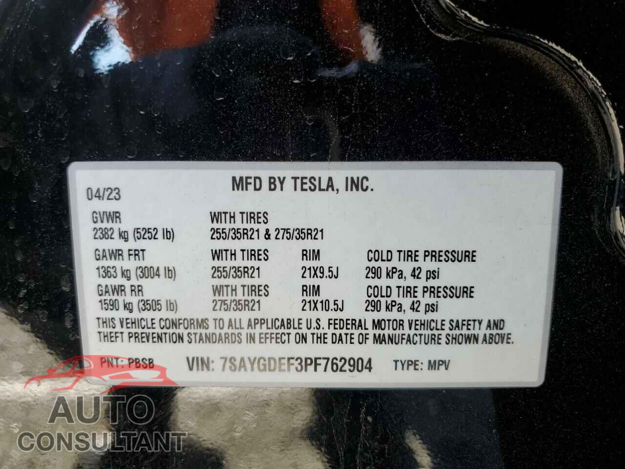 TESLA MODEL Y 2023 - 7SAYGDEF3PF762904