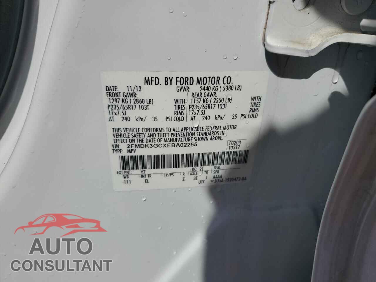 FORD EDGE 2014 - 2FMDK3GCXEBA02255