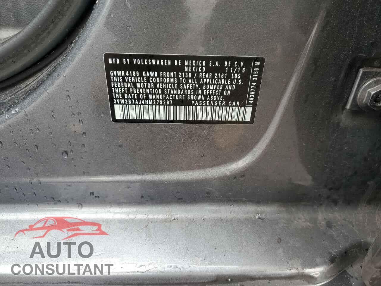 VOLKSWAGEN JETTA 2017 - 3VW2B7AJ4HM279297