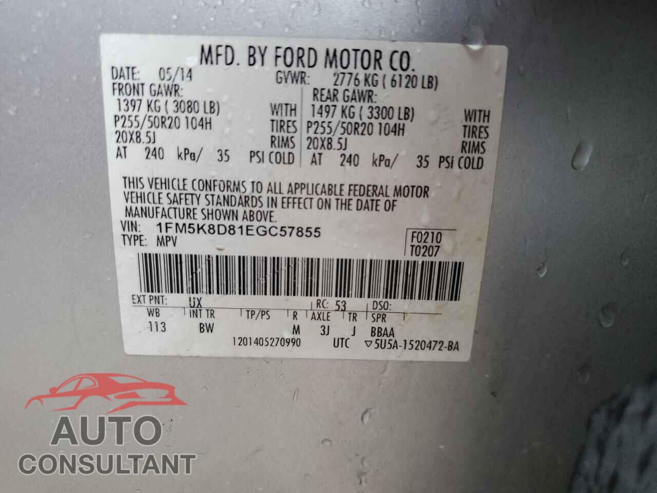 FORD EXPLORER 2014 - 1FM5K8D81EGC57855