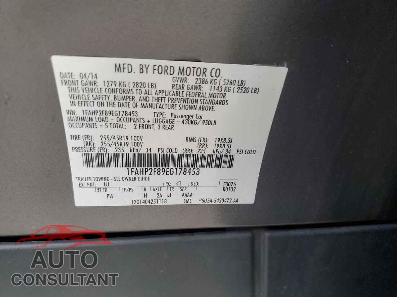 FORD TAURUS 2014 - 1FAHP2F89EG178453