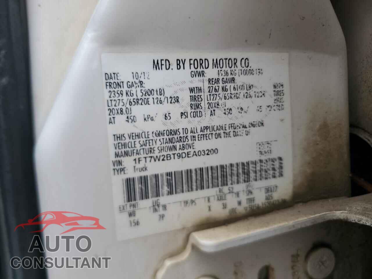 FORD F250 2013 - 1FT7W2BT9DEA03200