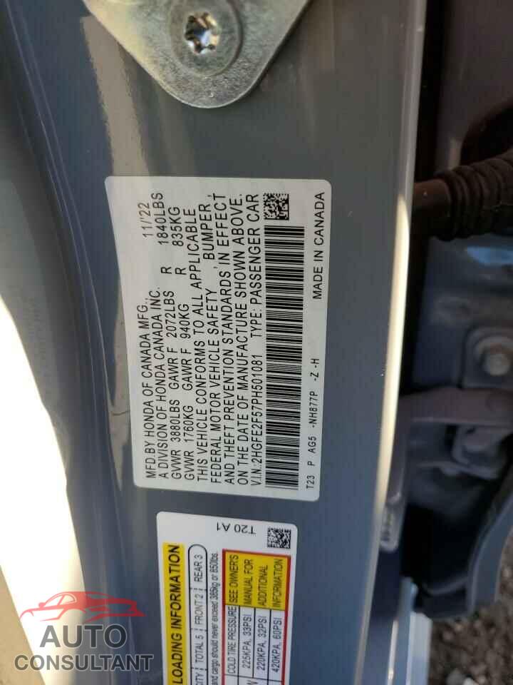 HONDA CIVIC 2023 - 2HGFE2F57PH501081