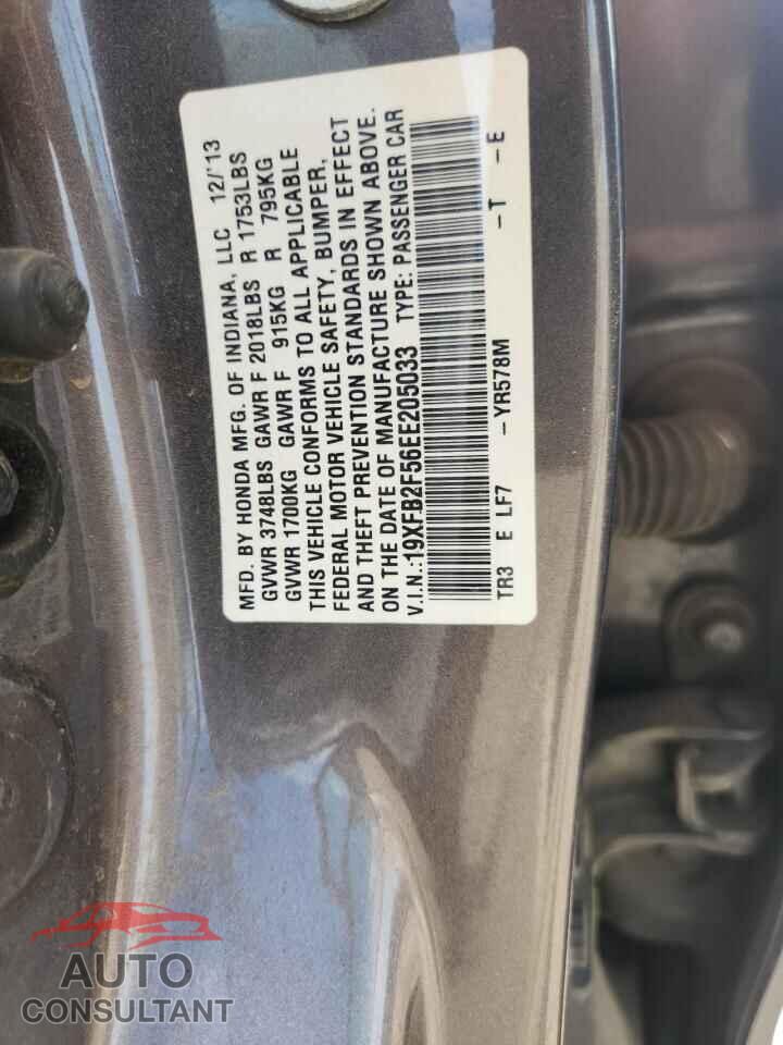 HONDA CIVIC 2014 - 19XFB2F56EE205033