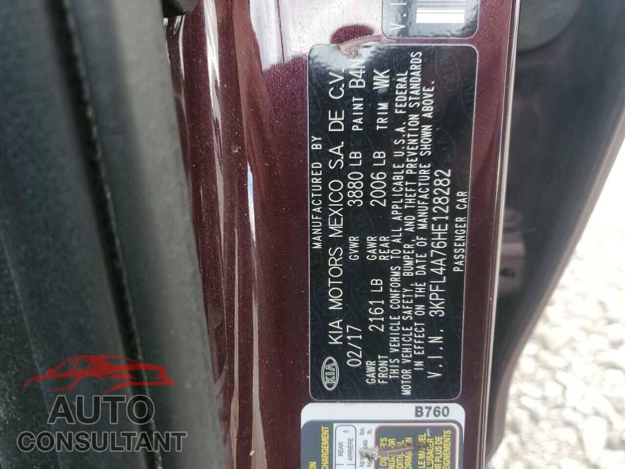 KIA FORTE 2017 - 3KPFL4A76HE128282