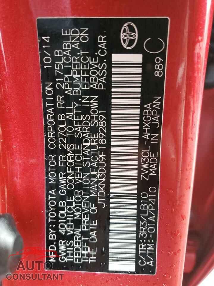 TOYOTA PRIUS 2015 - JTDKN3DU9F1892891