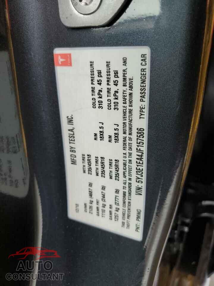 TESLA MODEL 3 2018 - 5YJ3E1EA4JF157586