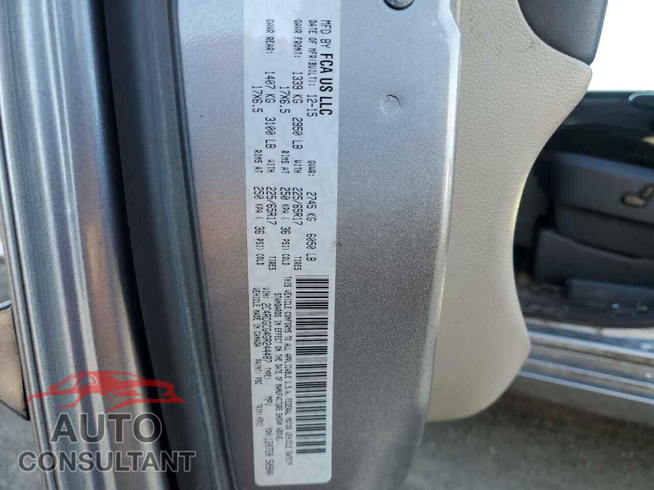 DODGE CARAVAN 2016 - 2C4RDGCG4GR244487