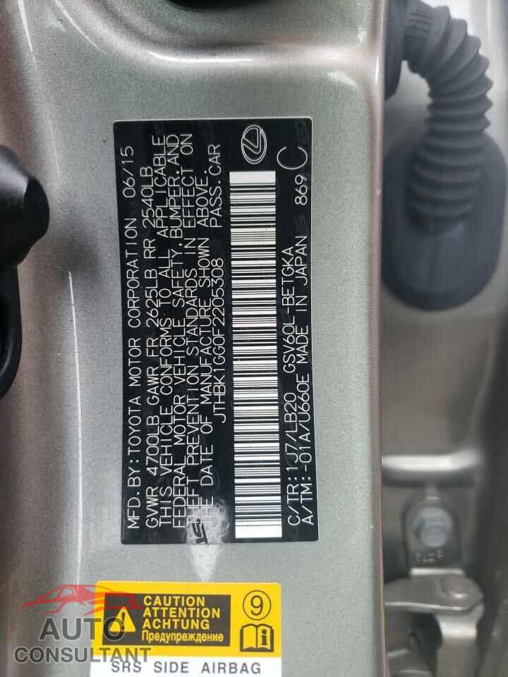 LEXUS ES350 2015 - JTHBK1GG0F2205308