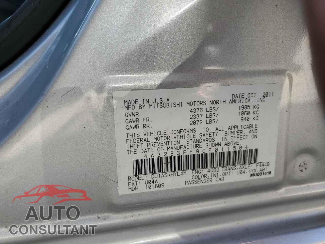 MITSUBISHI GALANT 2012 - 4A32B3FF9CE011504