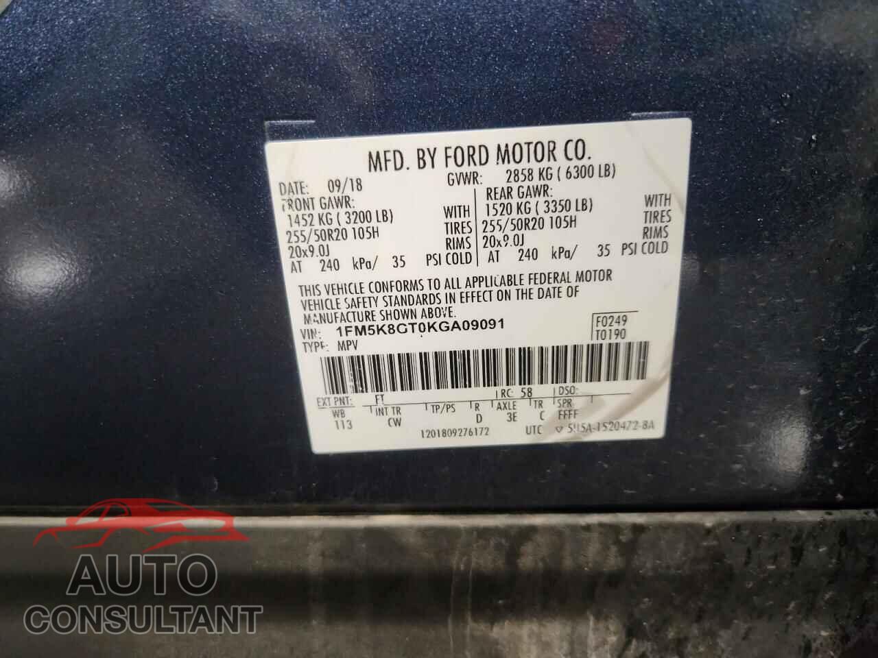 FORD EXPLORER 2019 - 1FM5K8GT0KGA09091