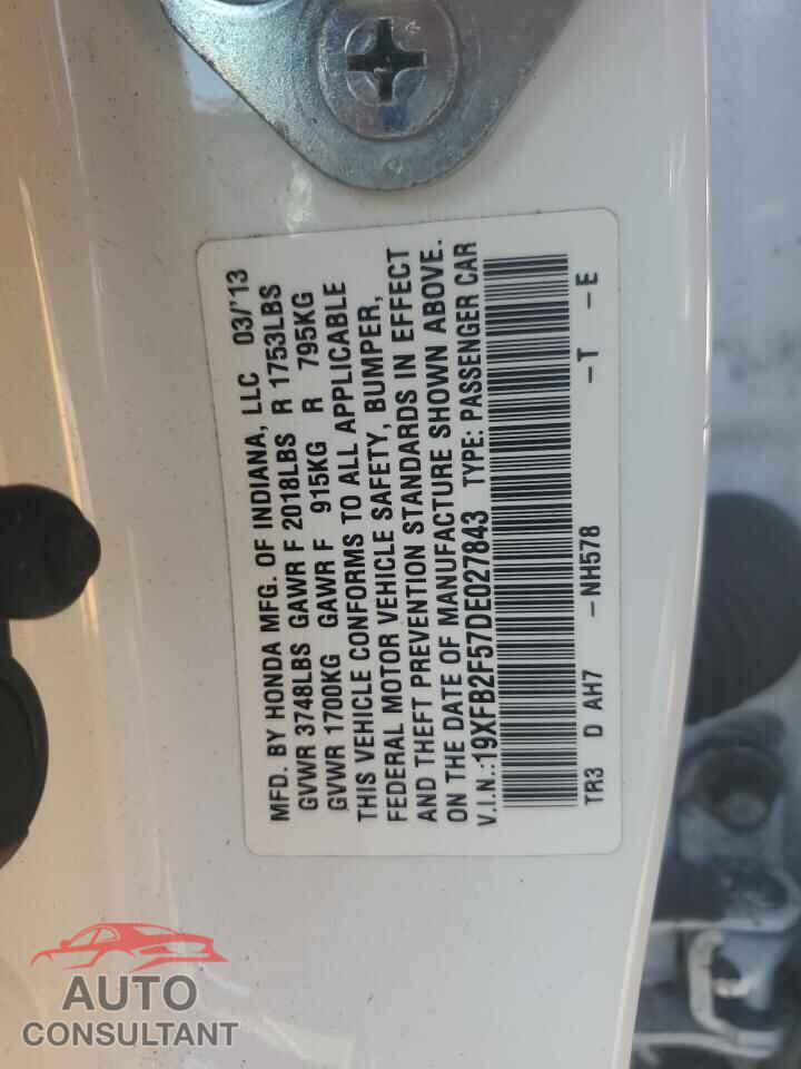 HONDA CIVIC 2013 - 19XFB2F57DE027843