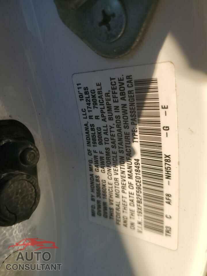 HONDA CIVIC 2012 - 19XFB2F59CE018494