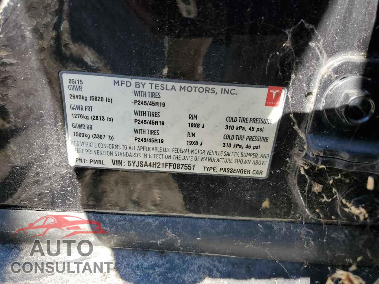 TESLA MODEL S 2015 - 5YJSA4H21FF087551